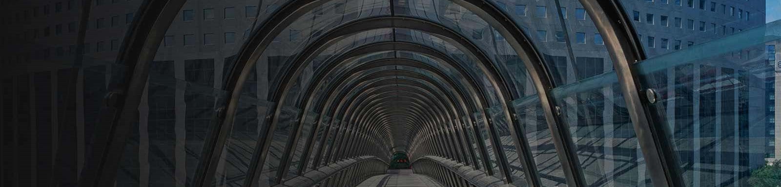 Interior view of a glass tunnel