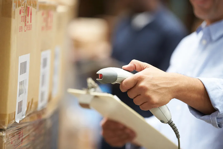 A girl scanning the barcode