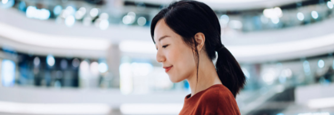 A woman in a shopping mall
