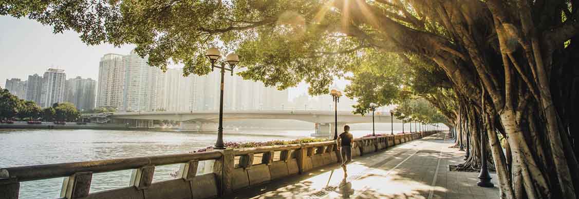 A man running in an open space