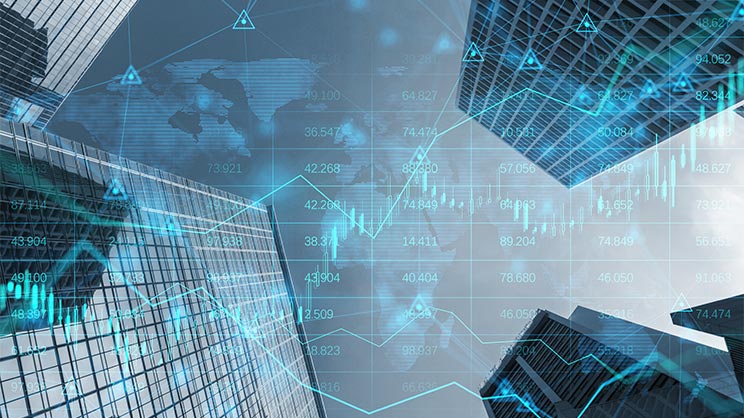 Digital financial chart diagram