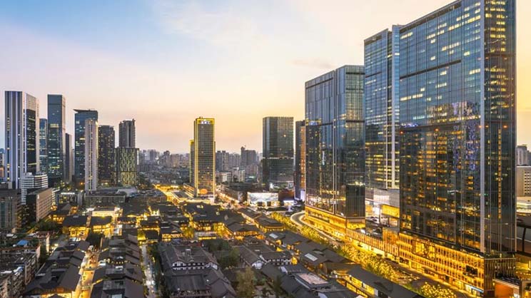 evening view of a city