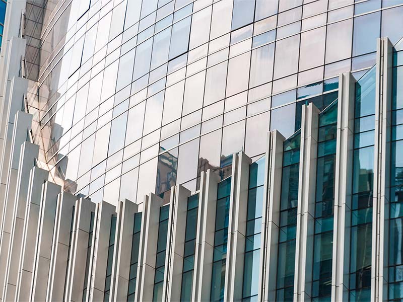 Modern glass skyscraper in Guangzhou Central Business District (CBD)