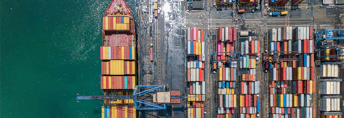 Aerial view Container cargo ship in Terminal Port