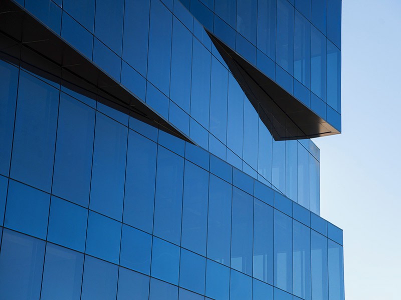 A modern office building detail.