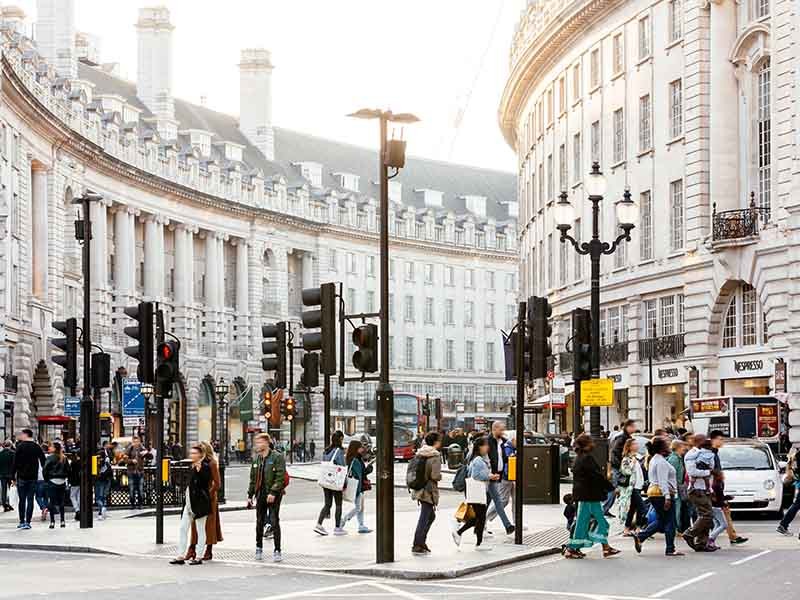 People crossing at signal