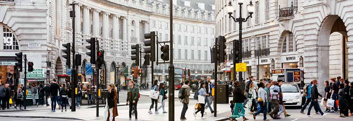 People crossing at signal