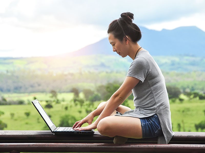 girl working on laptop