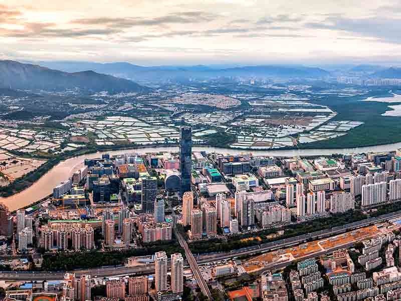 中国深圳市美丽的景观鸟瞰图