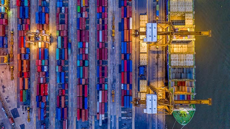 Colorful view of containers