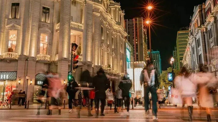 crowd on a street