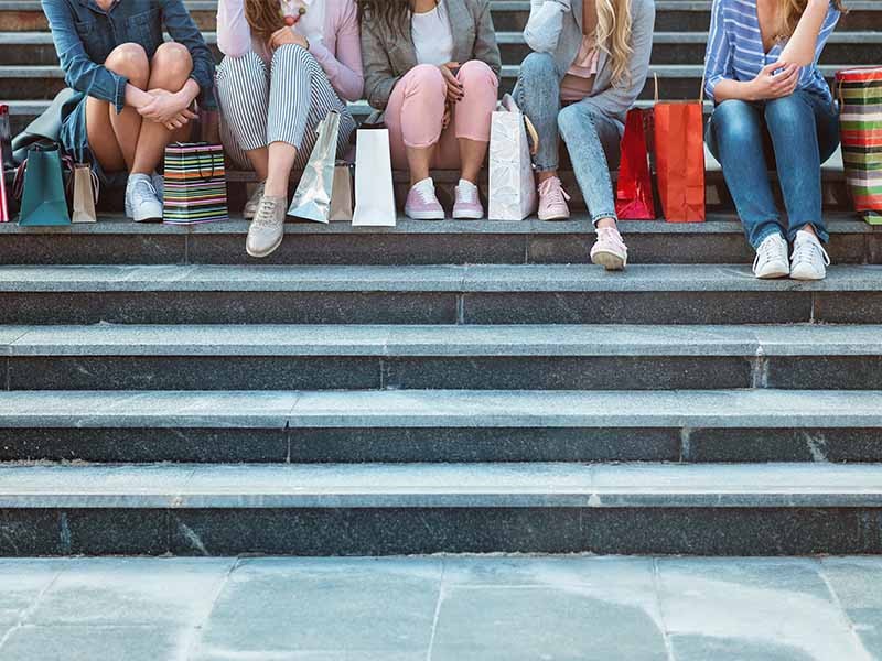Girls sitting on the steps