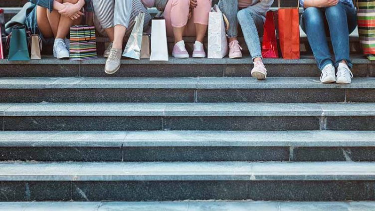 Girls sitting on the steps
