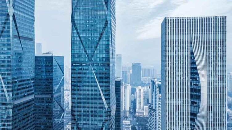 a cluster of office buildings