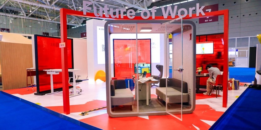 A booth of a miniature workspace