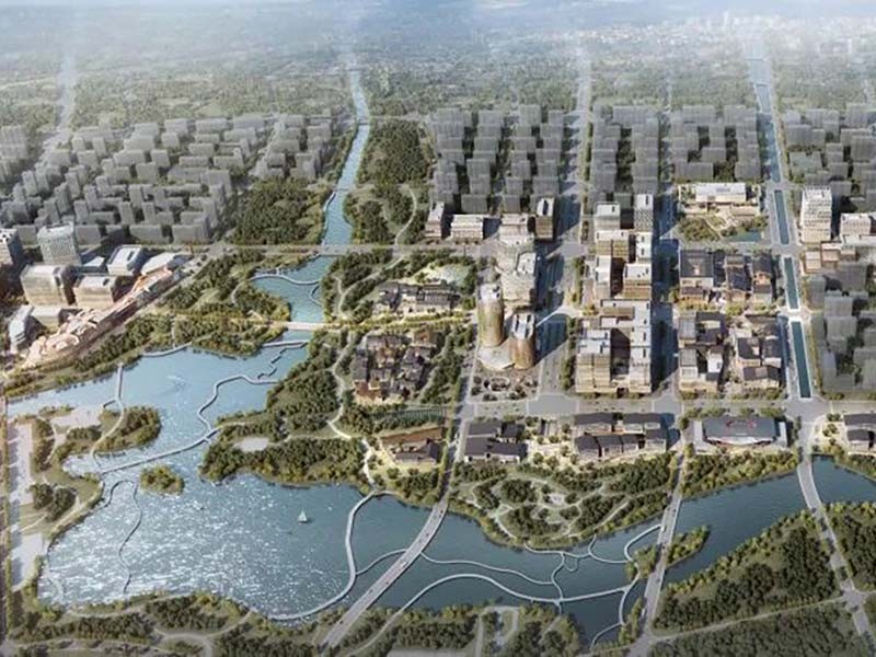 Top view of projects going on in Xiongan