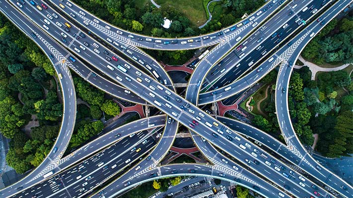 Top view of a road