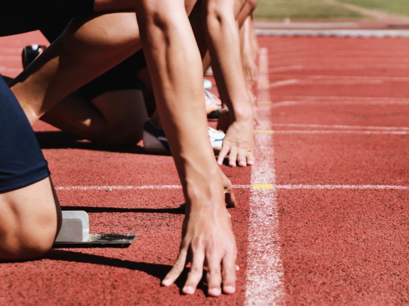 Athletes are preparing to start at the starting line