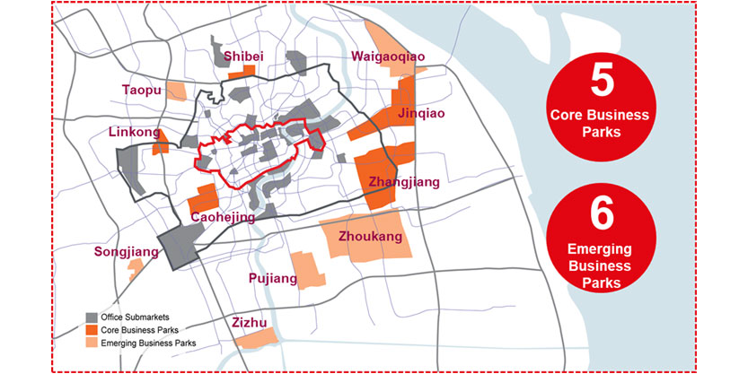 Core and emerging business parks