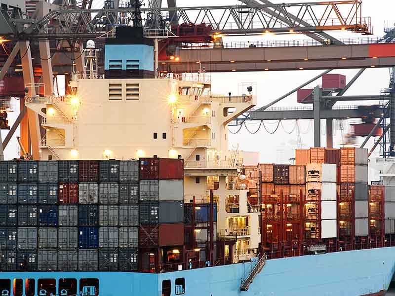 Ship with containers at Harbour