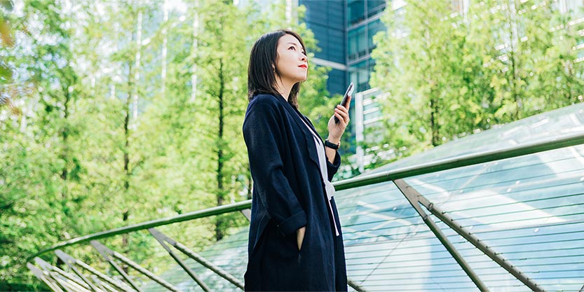 Girl Looking at some building