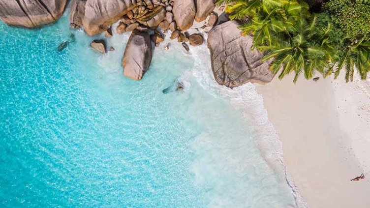 Aerial view overlooking the sea