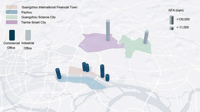 Distribution of video game company self-owned headquarters in Guangzhou