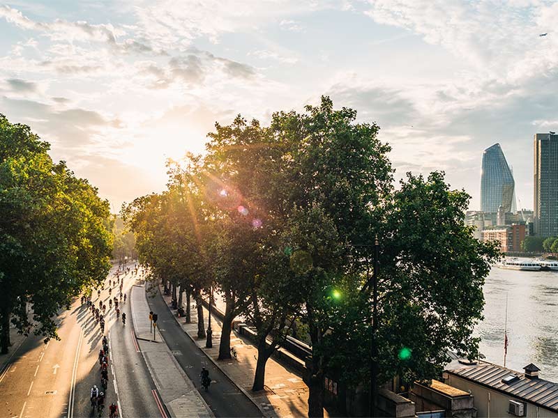 London on a bright morning