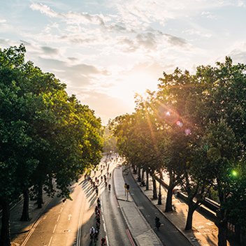 View of people waking on road