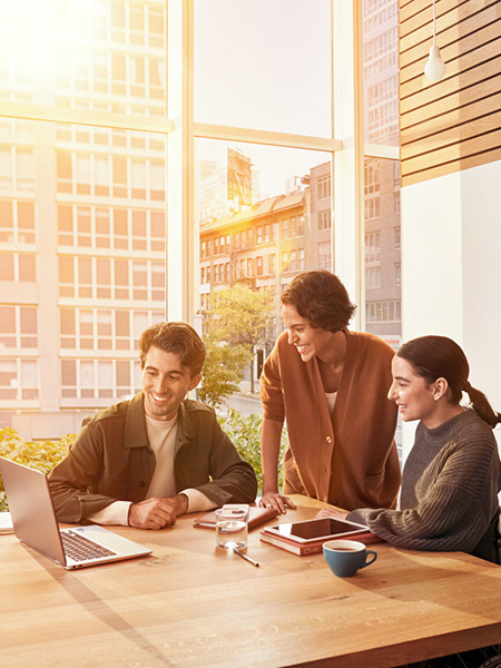 Employees in meeting room