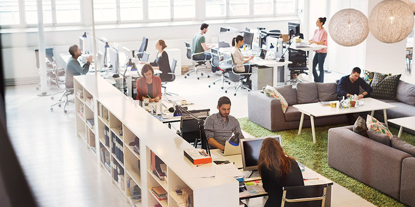 People working in a modern office