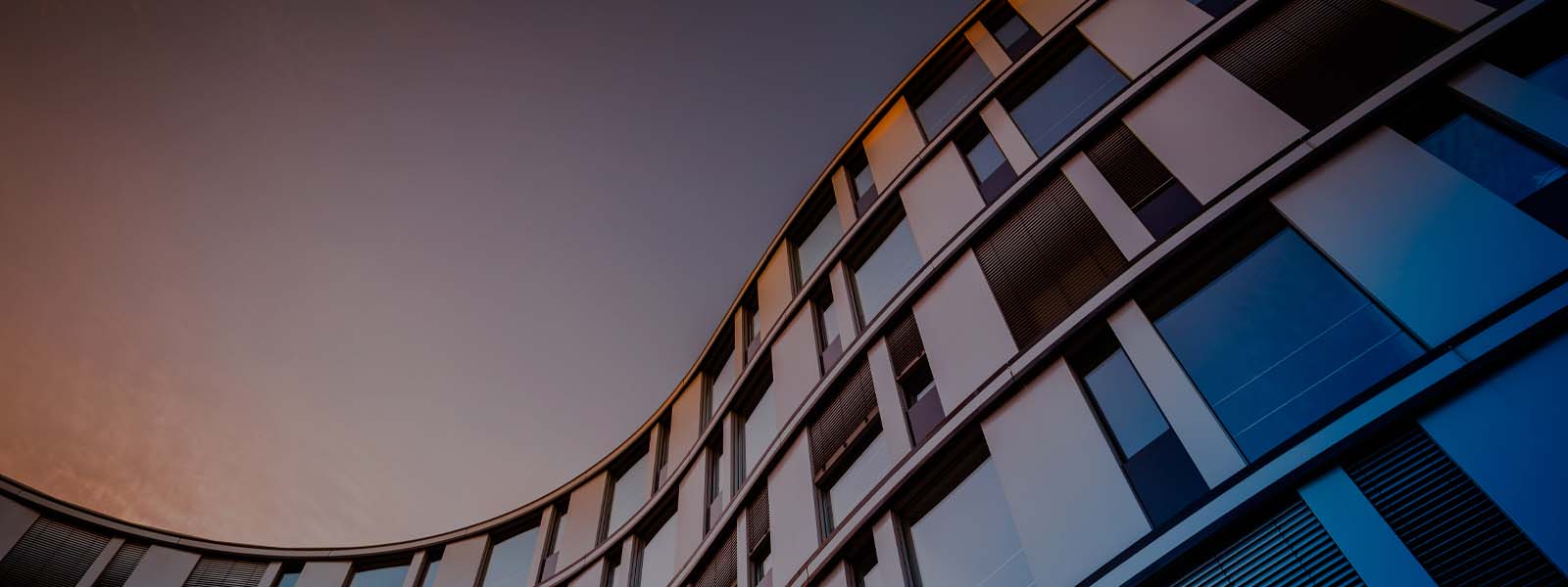 Office building at sunset