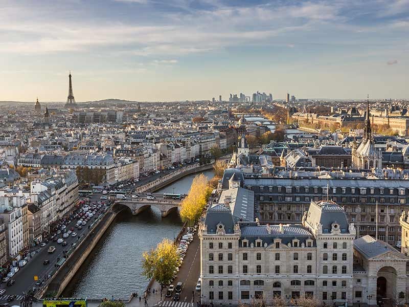 Aerial view of Paris city with Eiffel tower