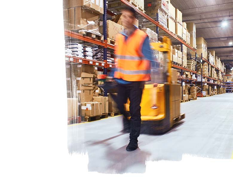 A man working in a warehouse