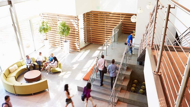 People inside a University building