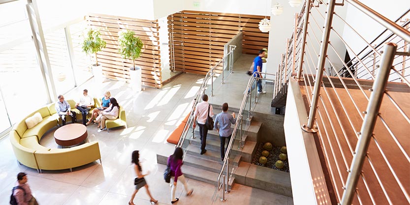 People inside a University building